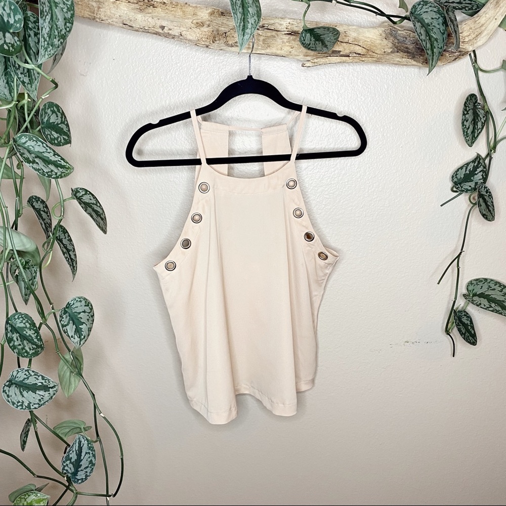 Sans Souci Nude Grommet Open Back Halter Top